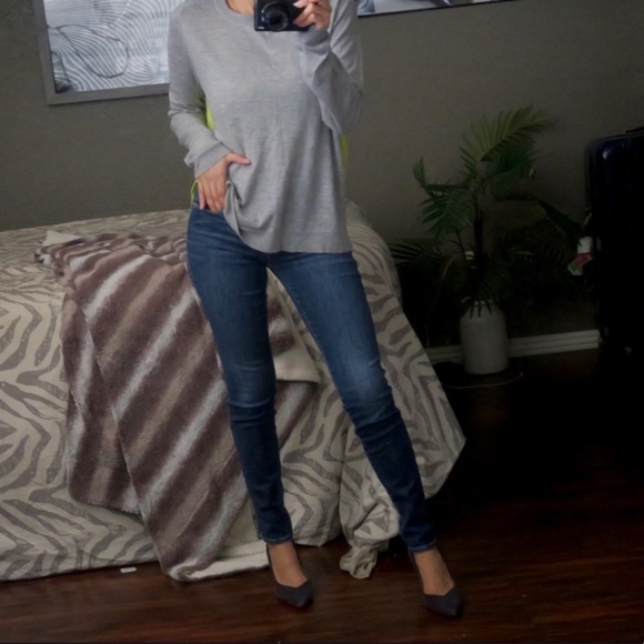 MASON Silk & Cashmere Gray / Neon Yellow Shirt Ashley Mason Medium see last pic - Picture 5 of 10